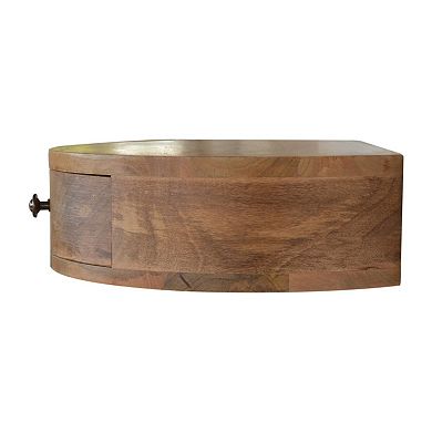 HomeRoots 16" Brown Solid Wood Round One Drawer Floating Nightstand