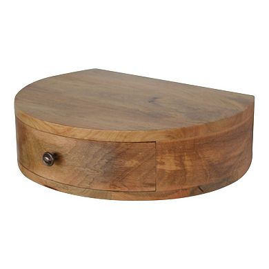 HomeRoots 16" Brown Solid Wood Round One Drawer Floating Nightstand
