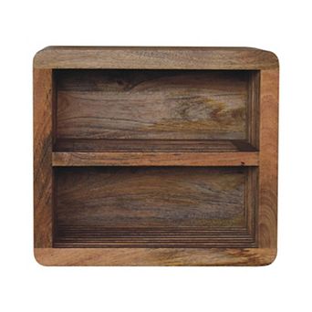 HomeRoots 18" Brown Solid Wood Carved Geometric Floating Nightstand