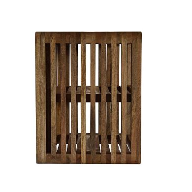 HomeRoots 18" Brown Solid Wood Carved Geometric Floating Nightstand