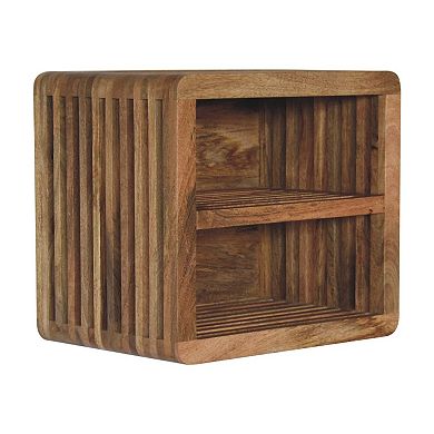 HomeRoots 18" Brown Solid Wood Carved Geometric Floating Nightstand