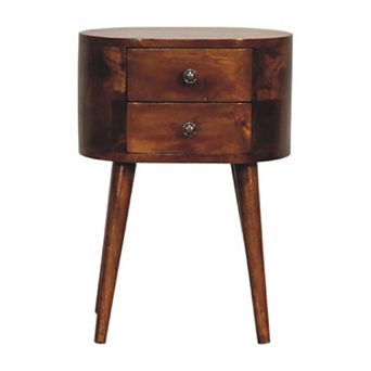 HomeRoots 20" Brown Solid Wood Oval Distressed Two Drawer Nightstand