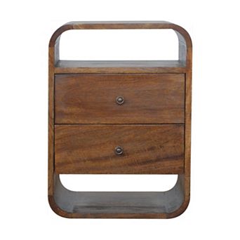 HomeRoots 22" Chestnut Solid Wood Two Drawer Nightstand