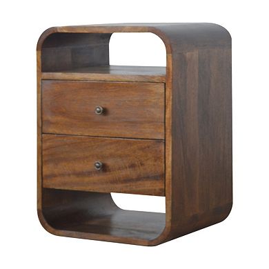 HomeRoots 22" Chestnut Solid Wood Two Drawer Nightstand