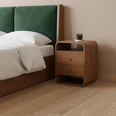 HomeRoots 22" Chestnut Solid Wood Two Drawer Nightstand