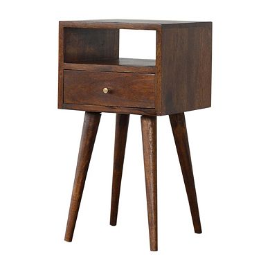 HomeRoots 22" Chestnut Solid Wood Square One Drawer Nightstand