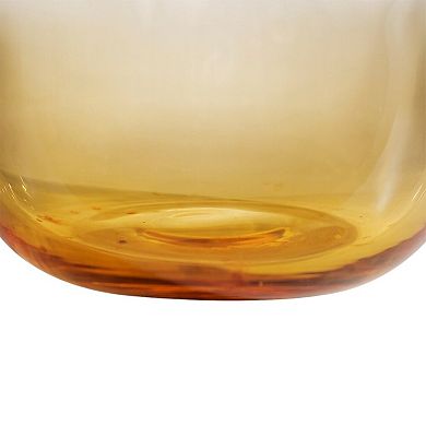 HomeRoots 11" Clear And Amber Ombre Glass Round Table Vase