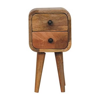 HomeRoots 16" Oak Solid Wood Square Two Drawer Nightstand