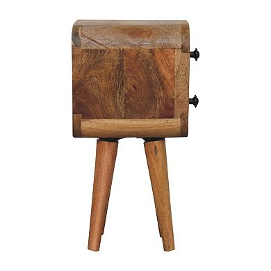 HomeRoots 16" Oak Solid Wood Square Two Drawer Nightstand