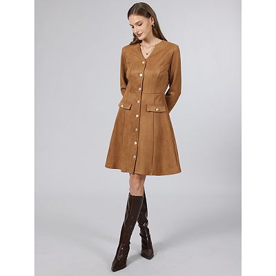 faux suede a line dress Kristia Faux-Suede A-Line Dress