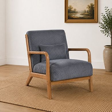 Heybly Corduroy Accent Chair with Solid Wood Frame, Modern Lounge Armchair