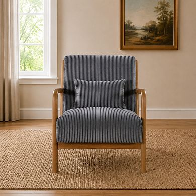Heybly Corduroy Accent Chair with Solid Wood Frame, Modern Lounge Armchair