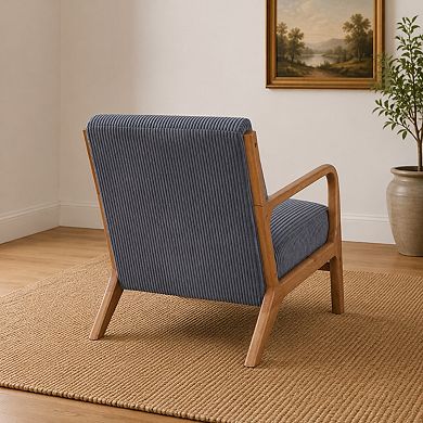 Heybly Corduroy Accent Chair with Solid Wood Frame, Modern Lounge Armchair