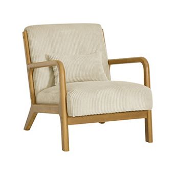 Heybly Corduroy Accent Chair with Solid Wood Frame, Modern Lounge Armchair