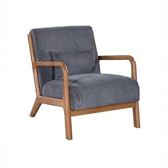 Heybly Corduroy Accent Chair with Solid Wood Frame, Modern Lounge Armchair