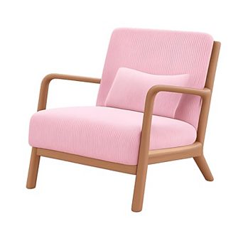 Heybly Corduroy Accent Chair with Solid Wood Frame, Modern Lounge Armchair