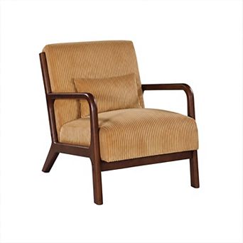 Heybly Corduroy Accent Chair with Solid Wood Frame, Modern Lounge Armchair