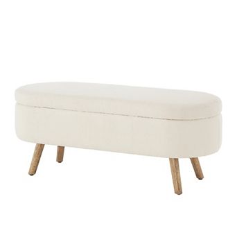 Heybly 42" Boucle Storage Ottoman Bench with Safety Hinge, Wood Legs, 350 lb Capacity for Bedroom