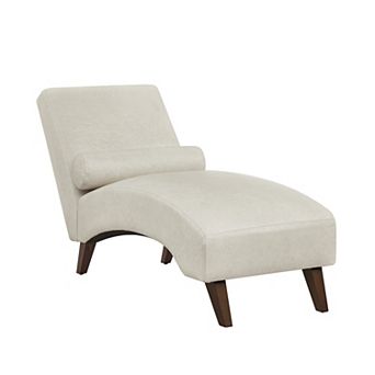Heybly Mid-Century Modern Chaise Lounge Chair with Bolster Pillow, Tech Fabric Lounger