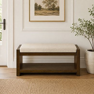 Heybly 40" Upholstered Entryway Storage Bench with Shoe Rack Shelf