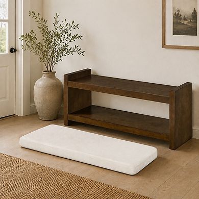 Heybly 40" Upholstered Entryway Storage Bench with Shoe Rack Shelf