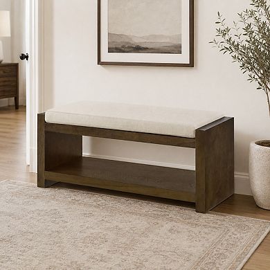 Heybly 40" Upholstered Entryway Storage Bench with Shoe Rack Shelf
