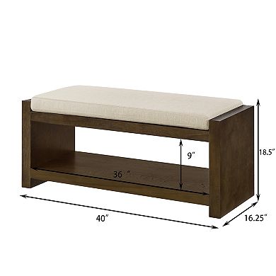 Heybly 40" Upholstered Entryway Storage Bench with Shoe Rack Shelf