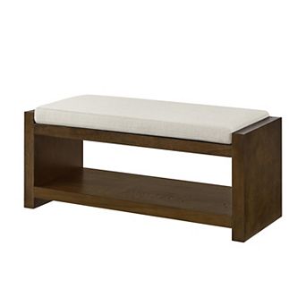 Heybly 40" Upholstered Entryway Storage Bench with Shoe Rack Shelf