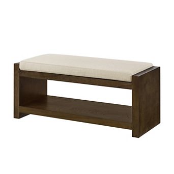 Heybly 40" Upholstered Entryway Storage Bench with Shoe Rack Shelf