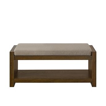 Heybly 40" Upholstered Entryway Storage Bench with Shoe Rack Shelf