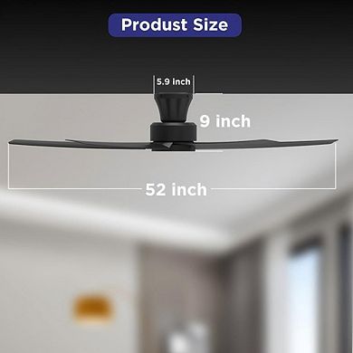52" Quiet DC Reversible Ceiling Fan with Light & Remote