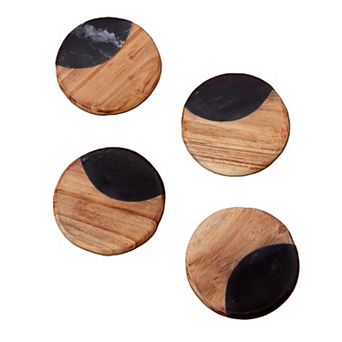 Helena Black Marble Round Coasters - Set of 4