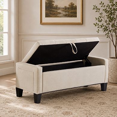 Heybly 45" Entryway Ottoman Bench with Safety Hinge, Hidden Storage and Wood Frame