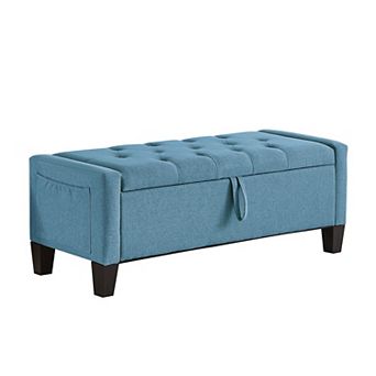 Heybly 45" Entryway Ottoman Bench with Safety Hinge, Hidden Storage and Wood Frame