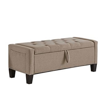 Heybly 45" Entryway Ottoman Bench with Safety Hinge, Hidden Storage and Wood Frame
