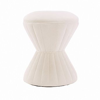 Heybly Velvet Ottoman Stool, Round Vanity Stool Footrest for Bedroom or Living Room