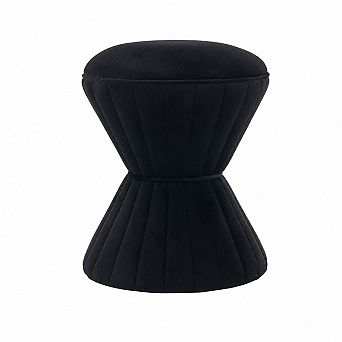 Heybly Velvet Ottoman Stool, Round Vanity Stool Footrest for Bedroom or Living Room
