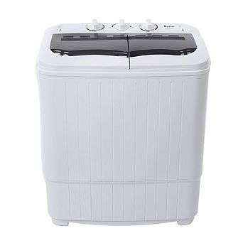 Twin Tub Semi-Automatic Washer 14.3lbs with Drain Pump, Gray Cover