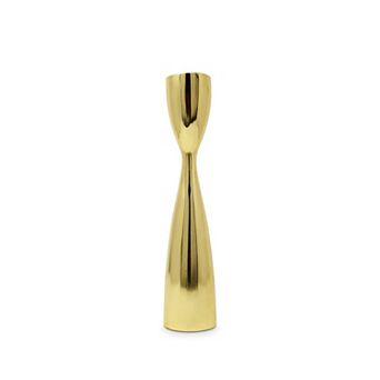 HomeRoots 10" Gold Stainless Steel Tabletop Taper Candlestick