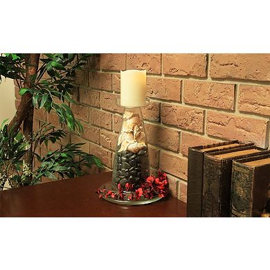 HomeRoots 11" Clear Glass Centerpiece Pillar Candle Holder With Candle