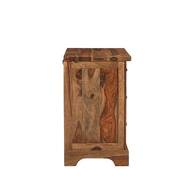 HomeRoots 27" Brown Solid Wood Live Edge Three Drawer Nightstand