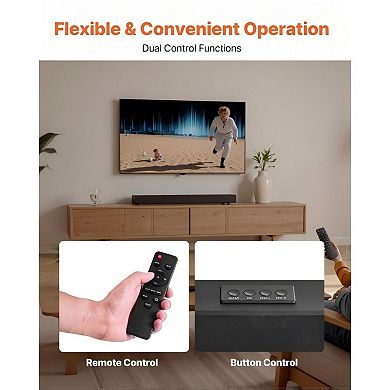 24-Inch 80W TV Soundbar, Bluetooth & AUX, Compact Surround Sound System