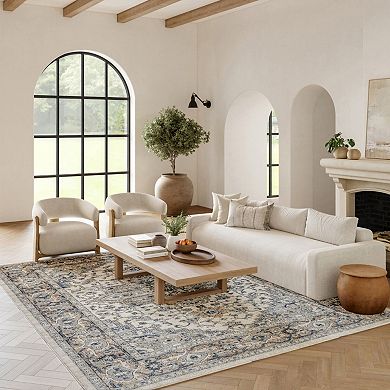 HomeRoots Square Medallion Polypropylene, Polyester Area Rug