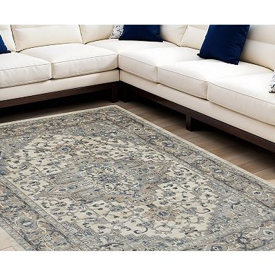 HomeRoots Square Medallion Polypropylene, Polyester Area Rug