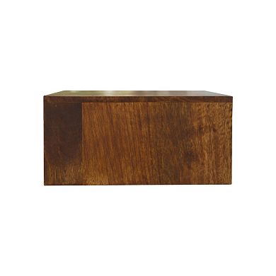 HomeRoots 18" Brown Solid Wood Geometric Brass Inlay One Drawer Floating Nightstand