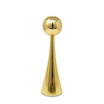 HomeRoots 12" Gold Stainless Steel Tabletop Taper Candlestick