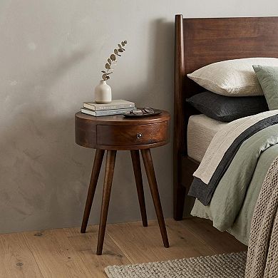 HomeRoots 22" Chestnut Solid Wood One Drawer Nightstand