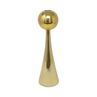 HomeRoots 10" Gold Stainless Steel Tabletop Taper Candlestick