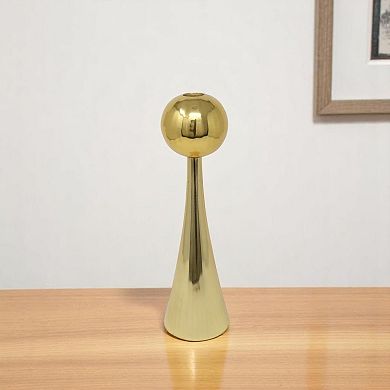 HomeRoots 10" Gold Stainless Steel Tabletop Taper Candlestick