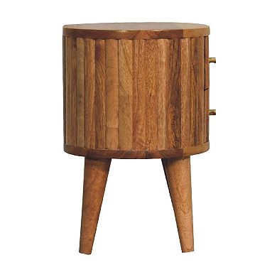 HomeRoots 18" Natural Solid Wood Oval Two Drawer Nightstand